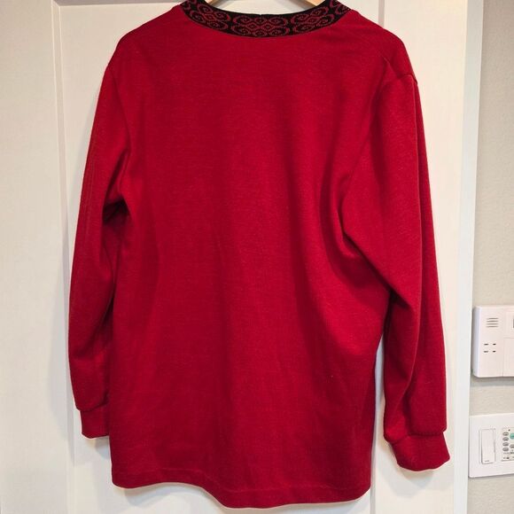 Vintage Alfred Dunner Women's Sweater Knit Cardigan Red & Black Jacket USA 12 - Picture 4 of 4